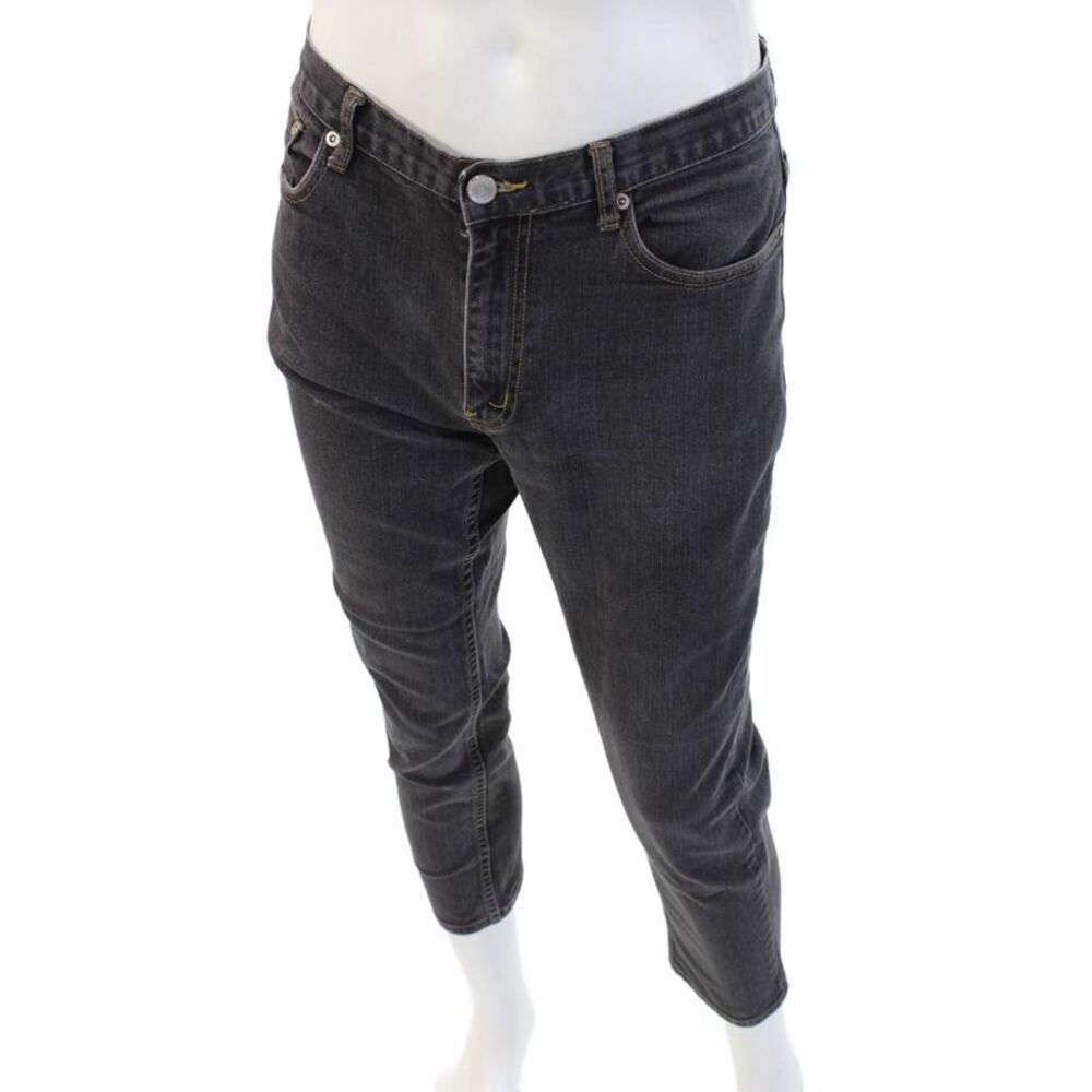 J. Mclaughlin Mens Ankle Cropped Dark Gray Denim Jeans Button Closure Size 34